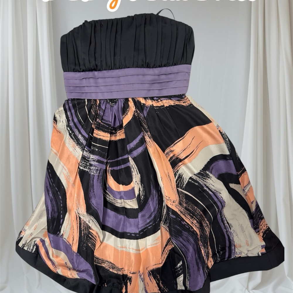 BCBG Black and Purple Silk Dress